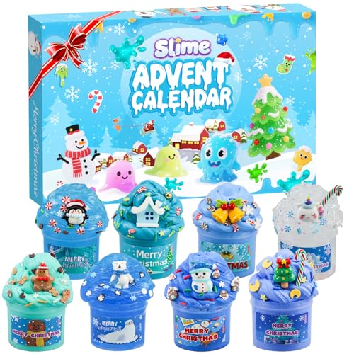 Blue Fluffy Crystal Slime Kit Advent Countdown Calendar