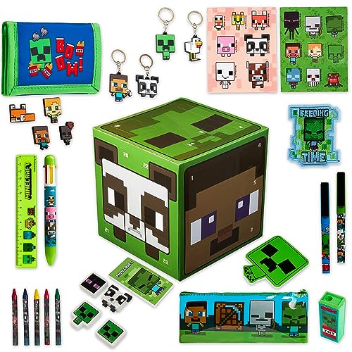 Minecraft Advent Calendar Green Cube with Stationery & Keychains