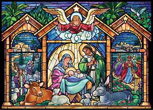 1,000 Pieces Stained Glass Nativity Jigsaw Puzzle by Vermont Christmas Company
