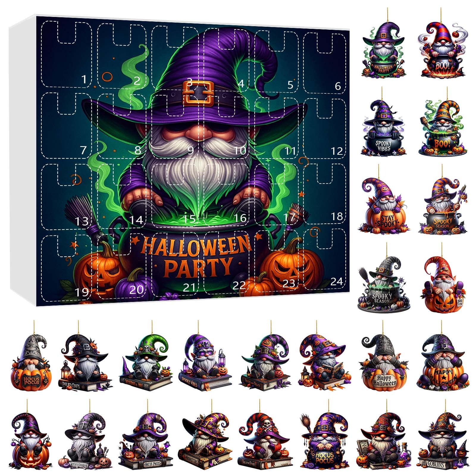 Acrylic Gnome Hanging Ornaments Halloween Countdown Calendar