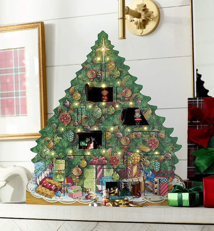 Byers’ Choice Musical Wooden Advent Tree With Lights