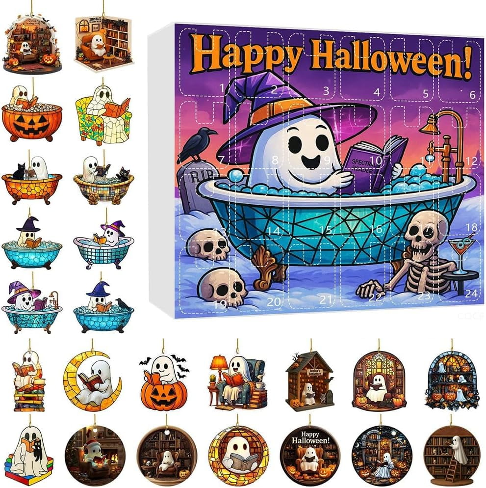Ghost Bubble Bath Ornaments Halloween Countdown Calendar