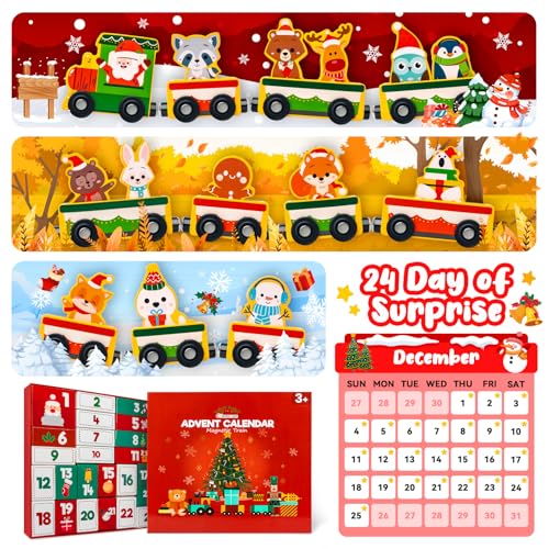 Wooden Magnetic Christmas Train Advent Calendar - Image 3