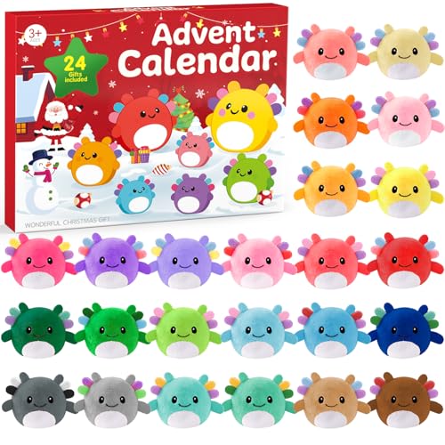 Mini Axolotl Stuffed Plush Toys Advent Calendar